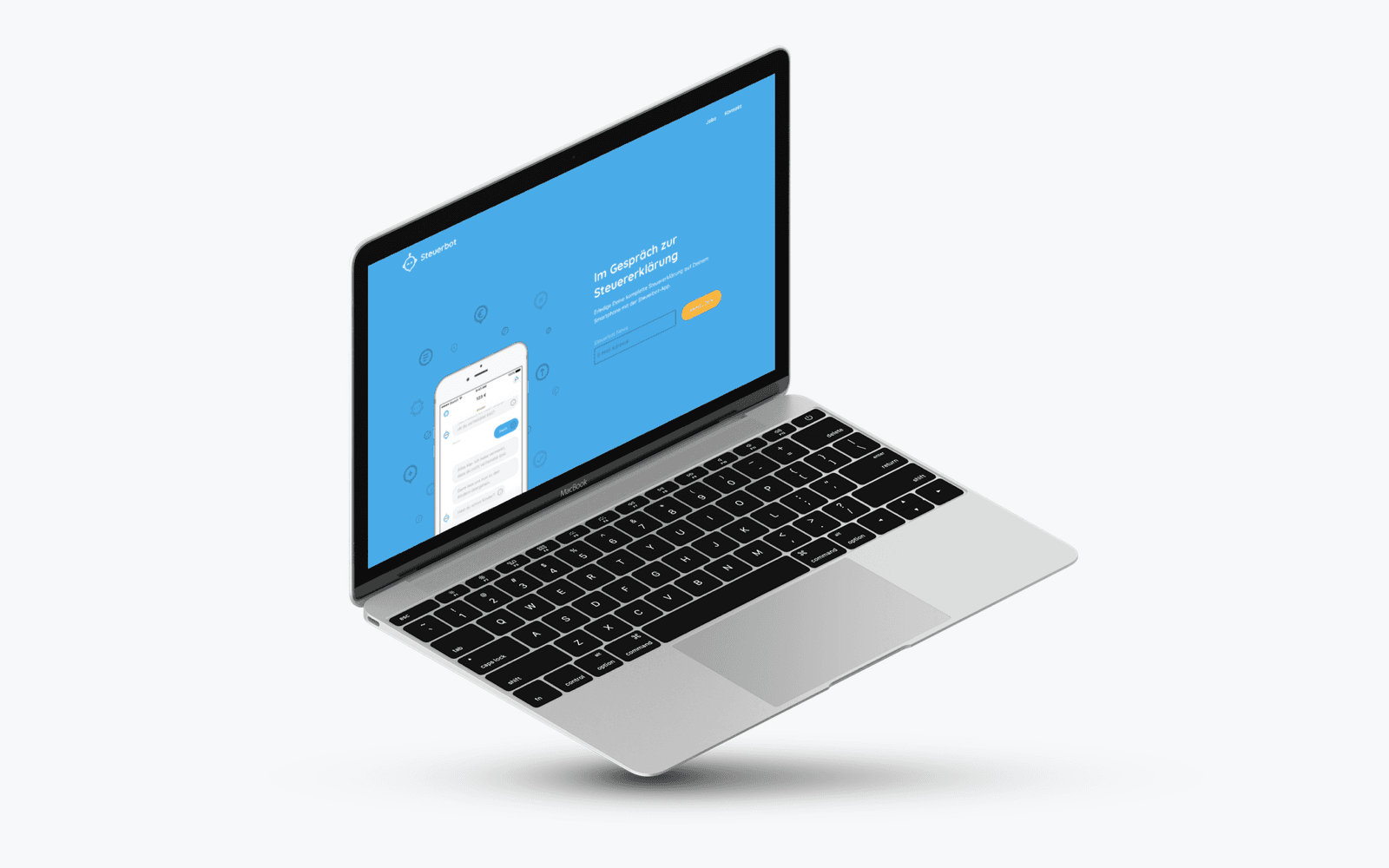 Steuerbot Homepage in a Laptop mockup